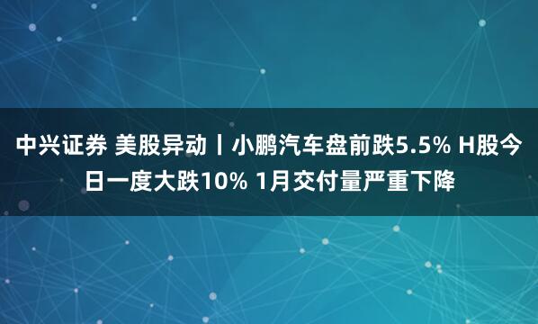 中兴证券 美股异动丨小鹏汽车盘前跌5.5% H股今日一度大跌10% 1月交付量严重下降