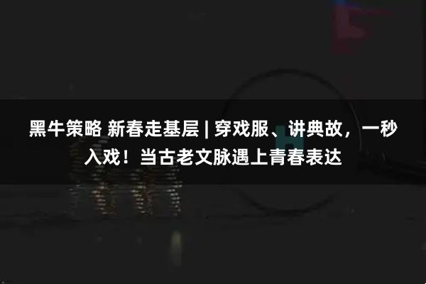 黑牛策略 新春走基层 | 穿戏服、讲典故，一秒入戏！当古老文脉遇上青春表达